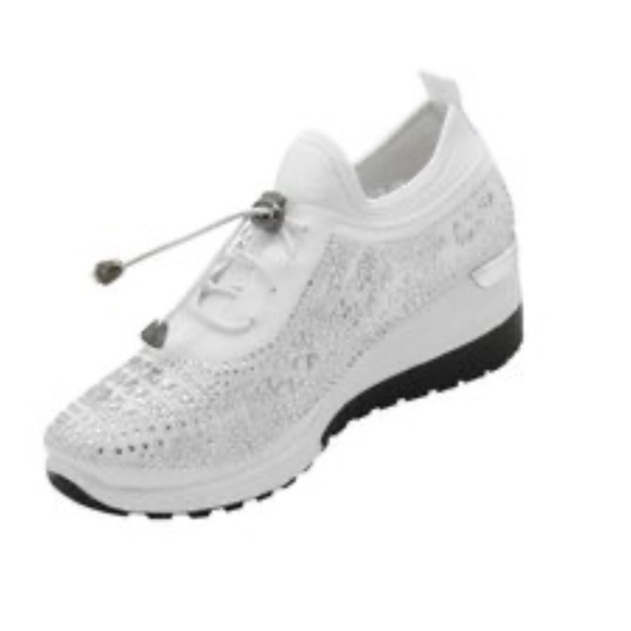 Golden road Women's Chunky Rhinestone Sneaker Sparkly Bling Mesh Slip on Elastic - Picture 2 of 4